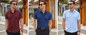 COOFANDY Mens Casual Wrinkle Free Shirts Short Sleeve Button Down Summer Stretch Dress Shirt S-XXL