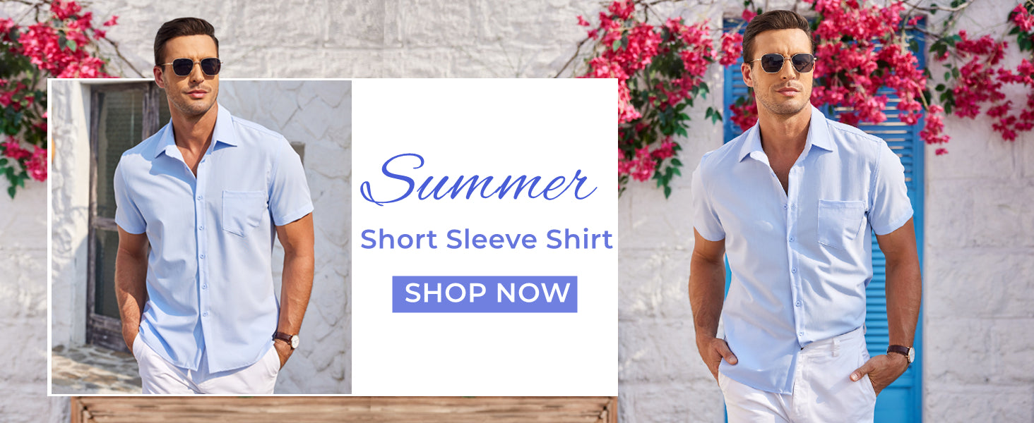 COOFANDY Mens Short Sleeve Shirts Casual Button Down Shirts Summer Beach Shirt Wrinkle Free S-XXXL