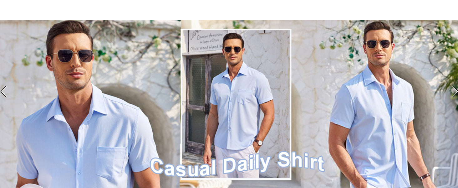 COOFANDY Mens Short Sleeve Shirts Casual Button Down Shirts Summer Beach Shirt Wrinkle Free S-XXXL