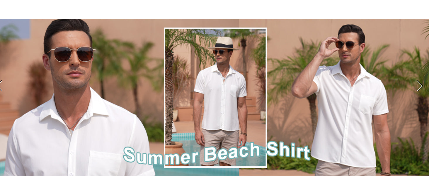 COOFANDY Mens Short Sleeve Shirts Casual Button Down Shirts Summer Beach Shirt Wrinkle Free S-XXXL