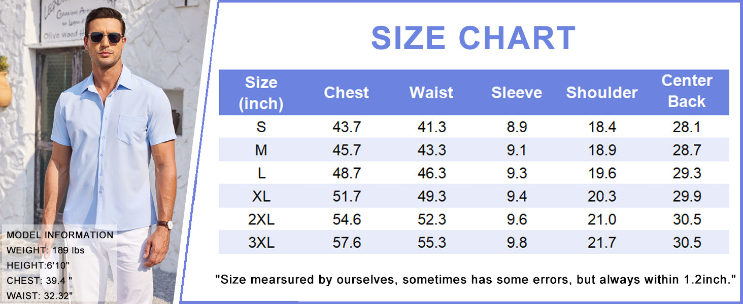 COOFANDY Mens Short Sleeve Shirts Casual Button Down Shirts Summer Beach Shirt Wrinkle Free S-XXXL