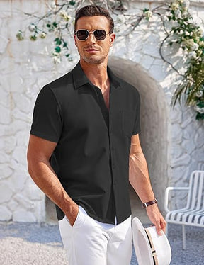 COOFANDY Mens Short Sleeve Shirts Casual Button Down Shirts Summer Beach Shirt Wrinkle Free S-XXXL