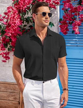 COOFANDY Mens Short Sleeve Shirts Casual Button Down Shirts Summer Beach Shirt Wrinkle Free S-XXXL