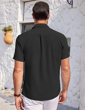 COOFANDY Mens Short Sleeve Shirts Casual Button Down Shirts Summer Beach Shirt Wrinkle Free S-XXXL