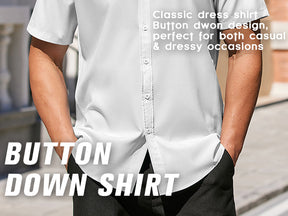 COOFANDY Men's Dress Shirts Short Sleeve Wrinkle Free Business Textured Shirt Casual Button Down Shirts