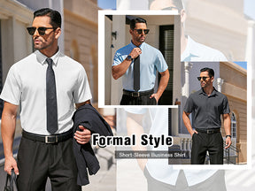 COOFANDY Men's Dress Shirts Short Sleeve Wrinkle Free Business Textured Shirt Casual Button Down Shirts
