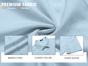 COOFANDY Men's Dress Shirts Short Sleeve Wrinkle Free Business Textured Shirt Casual Button Down Shirts