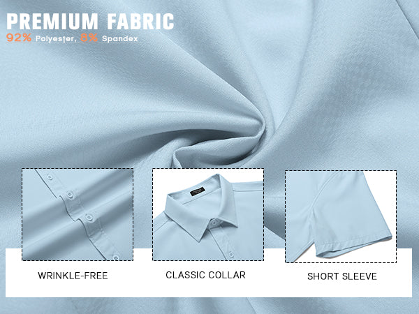 COOFANDY Men's Dress Shirts Short Sleeve Wrinkle Free Business Textured Shirt Casual Button Down Shirts