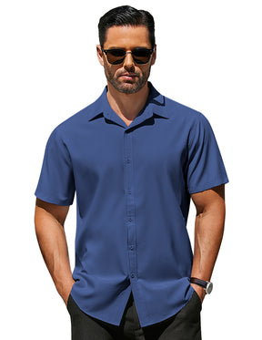 COOFANDY Men's Dress Shirts Short Sleeve Wrinkle Free Business Textured Shirt Casual Button Down Shirts