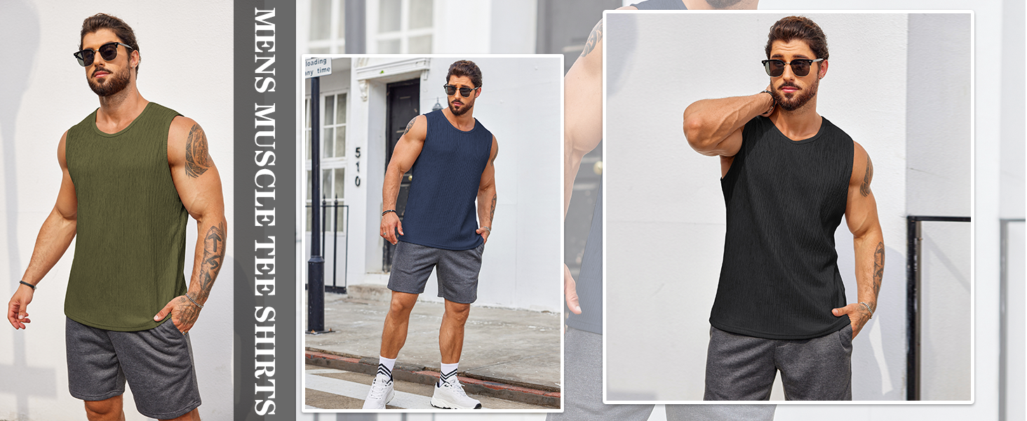 COOFANDY Men's Casual Tank Tops 1 PC&2PC Knit Sleeveless Lightweight Tee Muscle Basic T Shirts S-XXL