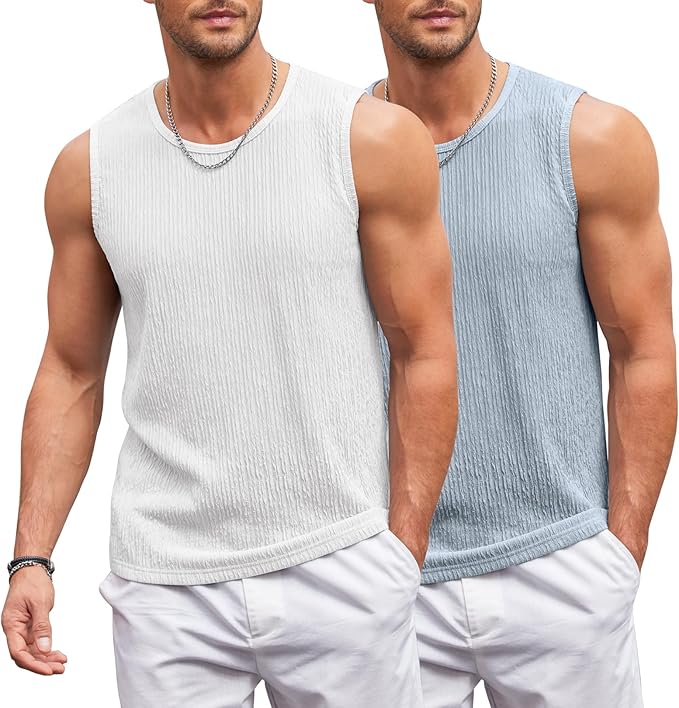 COOFANDY Men's Casual Tank Tops 1 PC&2PC Knit Sleeveless Lightweight Tee Muscle Basic T Shirts S-XXL