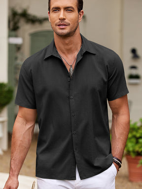 COOFANDY Men's Cuban Guayabera Shirt Short Sleeve Button Down Shirts Casual Summer Beach Shirts