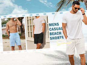 COOFANDY Men's Beach Shorts 9" Elastic Waist Drawstring Short Lightweight Regular Fit Casual Summer Shorts