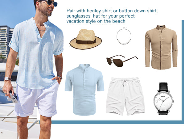 COOFANDY Men's Beach Shorts 9" Elastic Waist Drawstring Short Lightweight Regular Fit Casual Summer Shorts