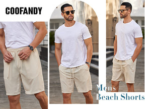 COOFANDY Men's Beach Shorts 9" Elastic Waist Drawstring Short Lightweight Regular Fit Casual Summer Shorts