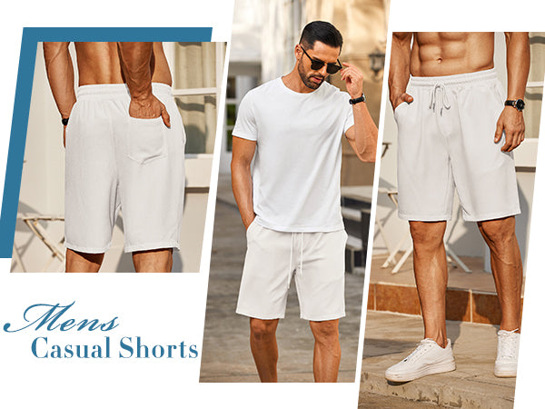 COOFANDY Men's Beach Shorts 9" Elastic Waist Drawstring Short Lightweight Regular Fit Casual Summer Shorts