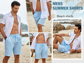 COOFANDY Men's Beach Shorts 9" Elastic Waist Drawstring Short Lightweight Regular Fit Casual Summer Shorts