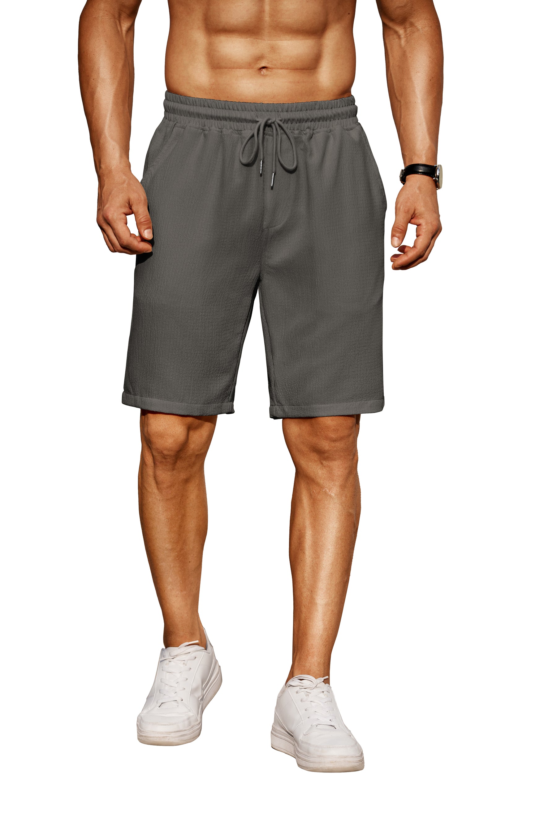 COOFANDY Men's Beach Shorts 9" Elastic Waist Drawstring Short Lightweight Regular Fit Casual Summer Shorts
