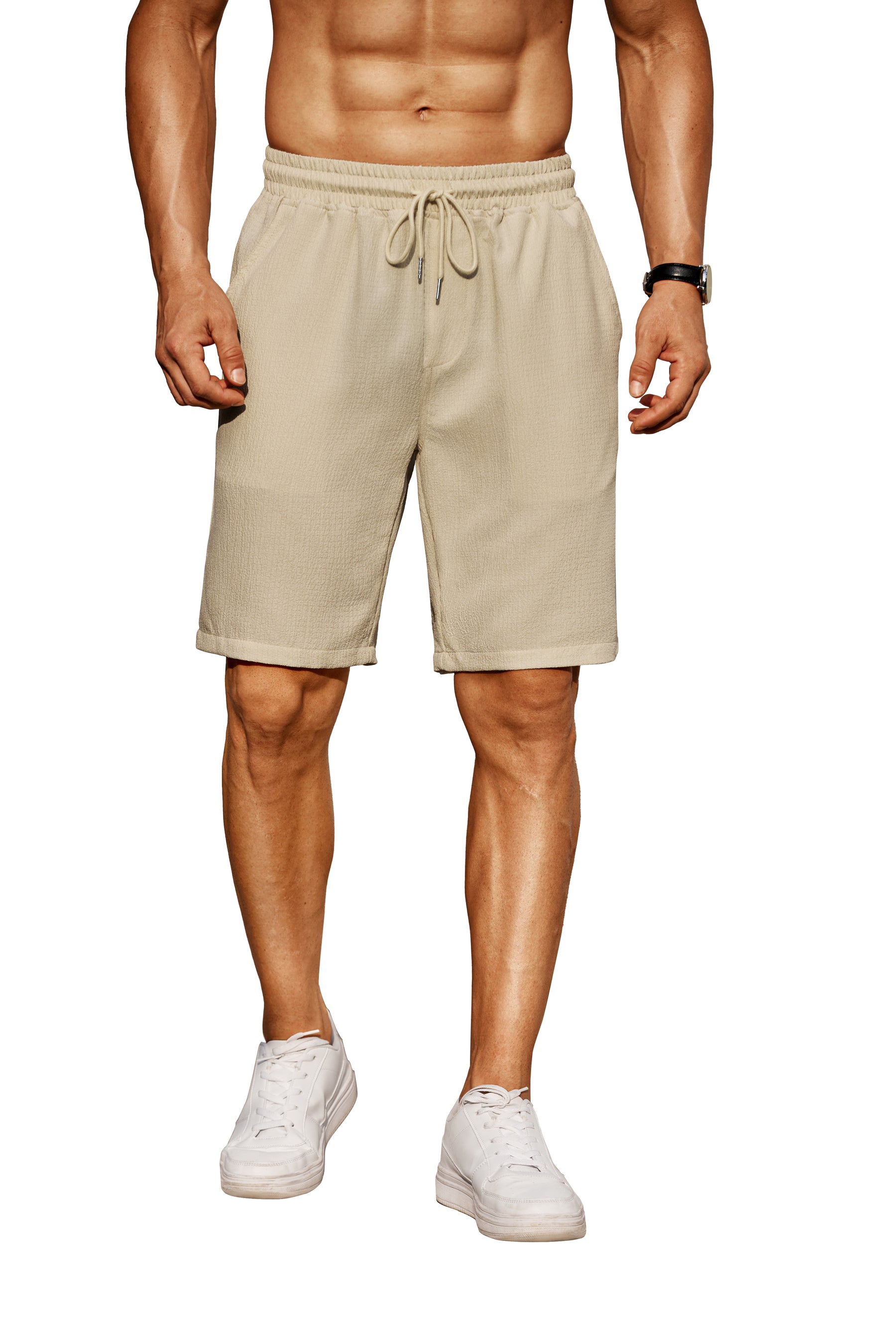 COOFANDY Men's Beach Shorts 9" Elastic Waist Drawstring Short Lightweight Regular Fit Casual Summer Shorts