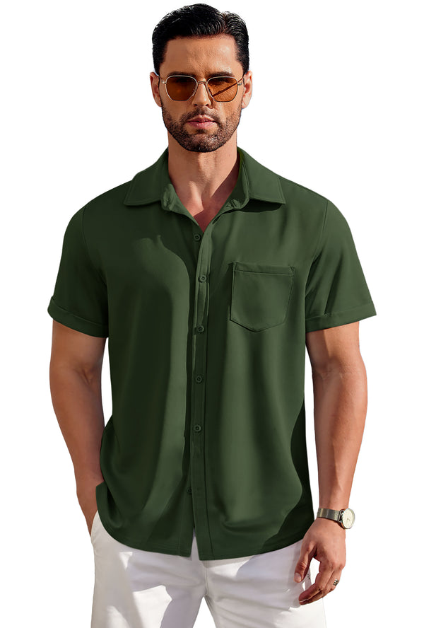 COOFANDY Mens Casual Wrinkle Free Shirts Short Sleeve Button Up Summer Untucked Shirt