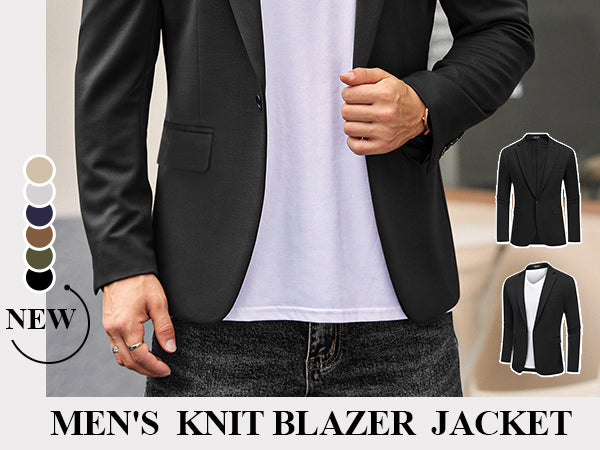 COOFANDY Mens Blazer Jacket One Button Casual Suit Jackets Stretch Knit Sport Coat
