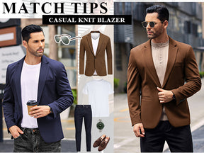 COOFANDY Mens Blazer Jacket One Button Casual Suit Jackets Stretch Knit Sport Coat