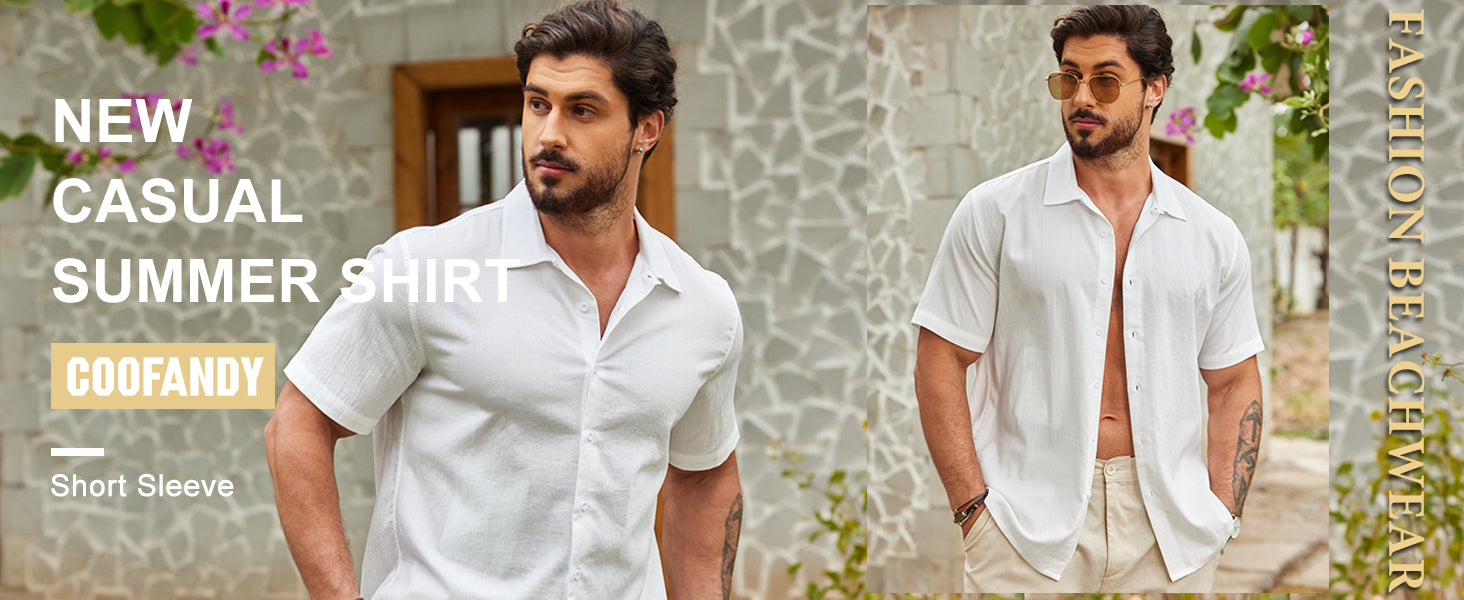 COOFANDY Men's Casual Button Down Shirts Short Sleeve Wrinkle-Free Summer Beach Wear S-XXXL