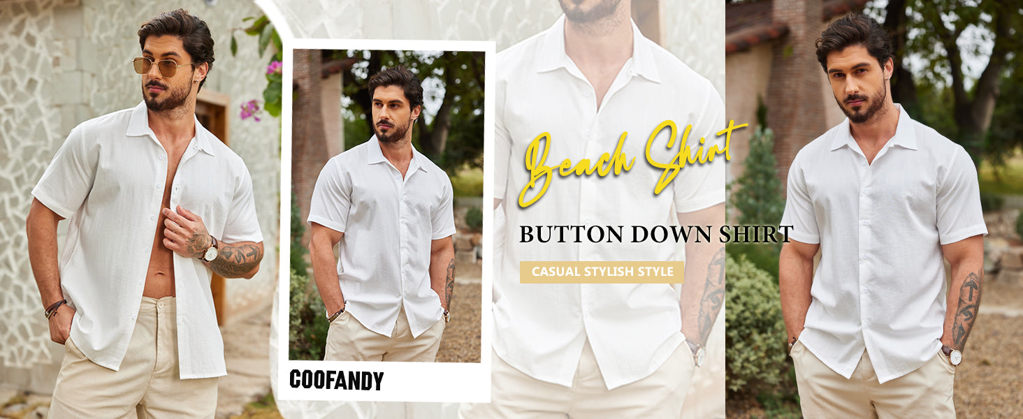 COOFANDY Men's Casual Button Down Shirts Short Sleeve Wrinkle-Free Summer Beach Wear S-XXXL