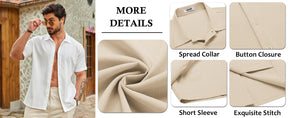 COOFANDY Men's Casual Button Down Shirts Short Sleeve Wrinkle-Free Summer Beach Wear S-XXXL