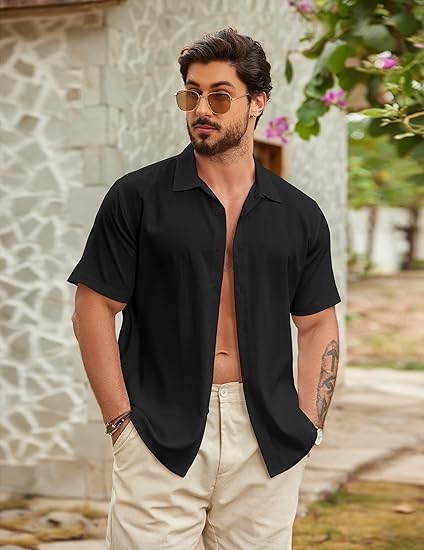 COOFANDY Men's Casual Button Down Shirts Short Sleeve Wrinkle-Free Summer Beach Wear S-XXXL