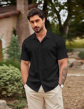COOFANDY Men's Casual Button Down Shirts Short Sleeve Wrinkle-Free Summer Beach Wear S-XXXL