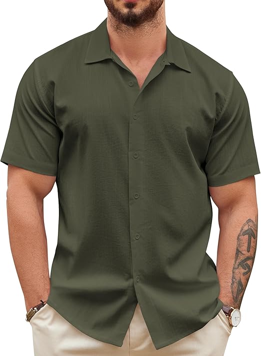 COOFANDY Men's Casual Button Down Shirts Short Sleeve Wrinkle-Free Summer Beach Wear S-XXXL