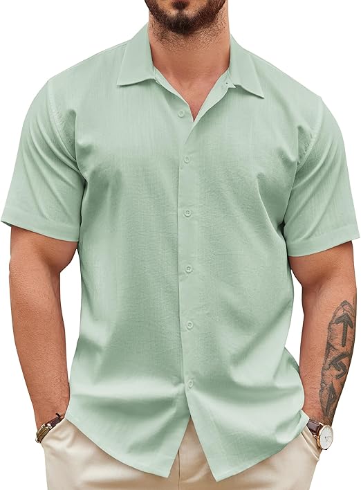 COOFANDY Men's Casual Button Down Shirts Short Sleeve Wrinkle-Free Summer Beach Wear S-XXXL