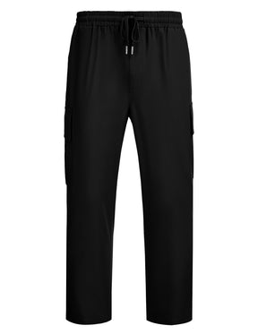 COOFANDY Mens Cargo Pants Relaxed Fit Casual Linen Pants Drawstring Sweatpants with 6 Pockets