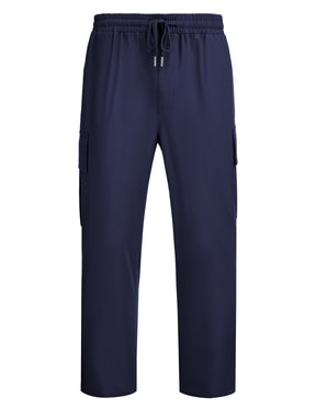 COOFANDY Mens Cargo Pants Relaxed Fit Casual Linen Pants Drawstring Sweatpants with 6 Pockets