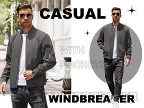 COOFANDY Men's Lightweight Bomber Jackets Casual Spring Fall Windbreaker Jacket Light Zip Up Coat With Pocket