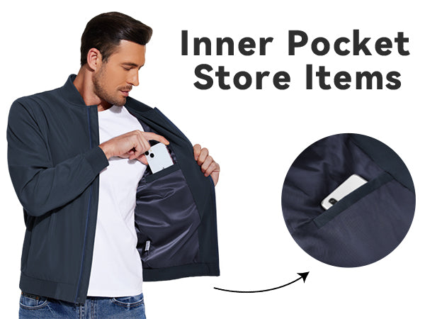 COOFANDY Men's Lightweight Bomber Jackets Casual Spring Fall Windbreaker Jacket Light Zip Up Coat With Pocket