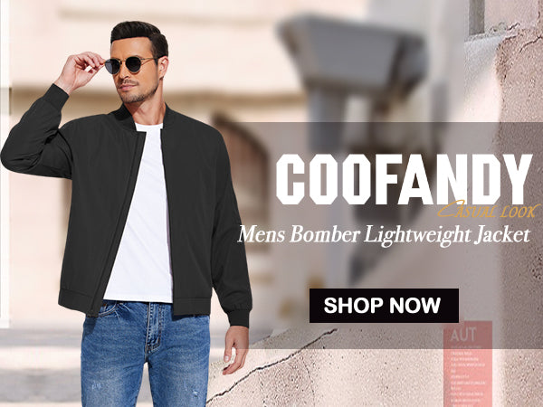 COOFANDY Men's Lightweight Bomber Jackets Casual Spring Fall Windbreaker Jacket Light Zip Up Coat With Pocket