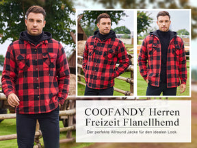 COOFANDY Men's Flannel Shirt Jacket Warm Quilted Lined Hooded Long Sleeve Plaid Shirt Jackets