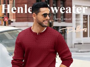 COOFANDY Men's Knit Henley Sweater Long Sleeve Button Down Fall Sweaters and Pullovers