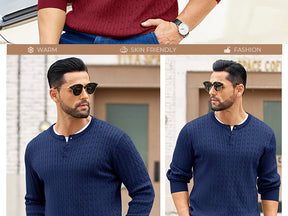 COOFANDY Men's Knit Henley Sweater Long Sleeve Button Down Fall Sweaters and Pullovers