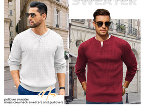 COOFANDY Men's Knit Henley Sweater Long Sleeve Button Down Fall Sweaters and Pullovers