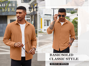 COOFANDY Men's Overshirt Shacket Jacket Mens Textured Button Down Long Sleeve Shirts Fashion Jacket