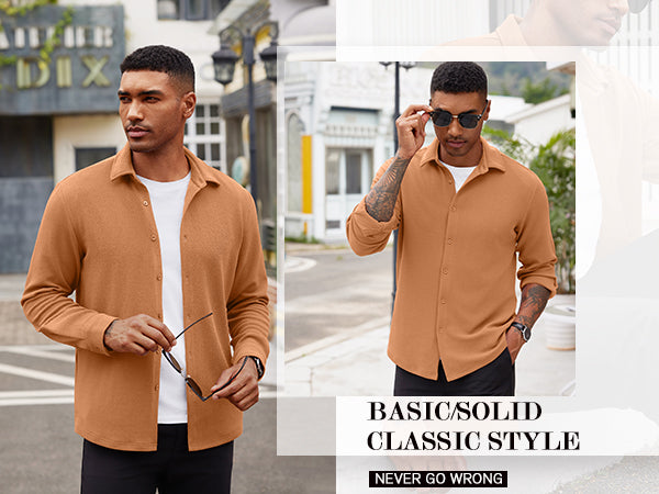 COOFANDY Men's Overshirt Shacket Jacket Mens Textured Button Down Long Sleeve Shirts Fashion Jacket