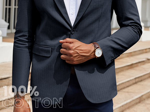 COOFANDY Men's Herringbone Blazer Slim Fit Cotton Sport Coats Two Buttons Casual Suit Jacket