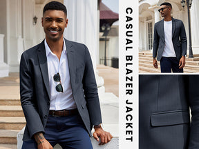 COOFANDY Men's Herringbone Blazer Slim Fit Cotton Sport Coats Two Buttons Casual Suit Jacket