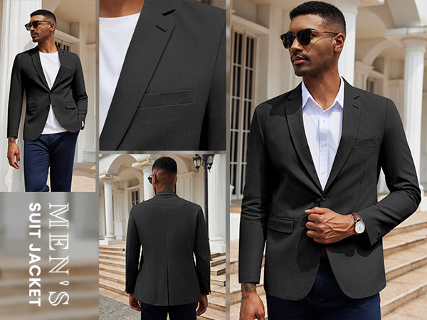 COOFANDY Men's Herringbone Blazer Slim Fit Cotton Sport Coats Two Buttons Casual Suit Jacket