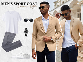 COOFANDY Men's Herringbone Blazer Slim Fit Cotton Sport Coats Two Buttons Casual Suit Jacket