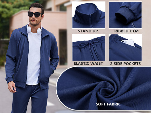 COOFANDY Men's Tracksuits Casual Sweatsuit 2 Piece Full Zip Athletic Jogging Suit Sets Sport Sweat Suit