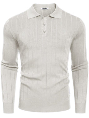 Casual Knit Polo Sweater (US Only) Sweater coofandy White S 
